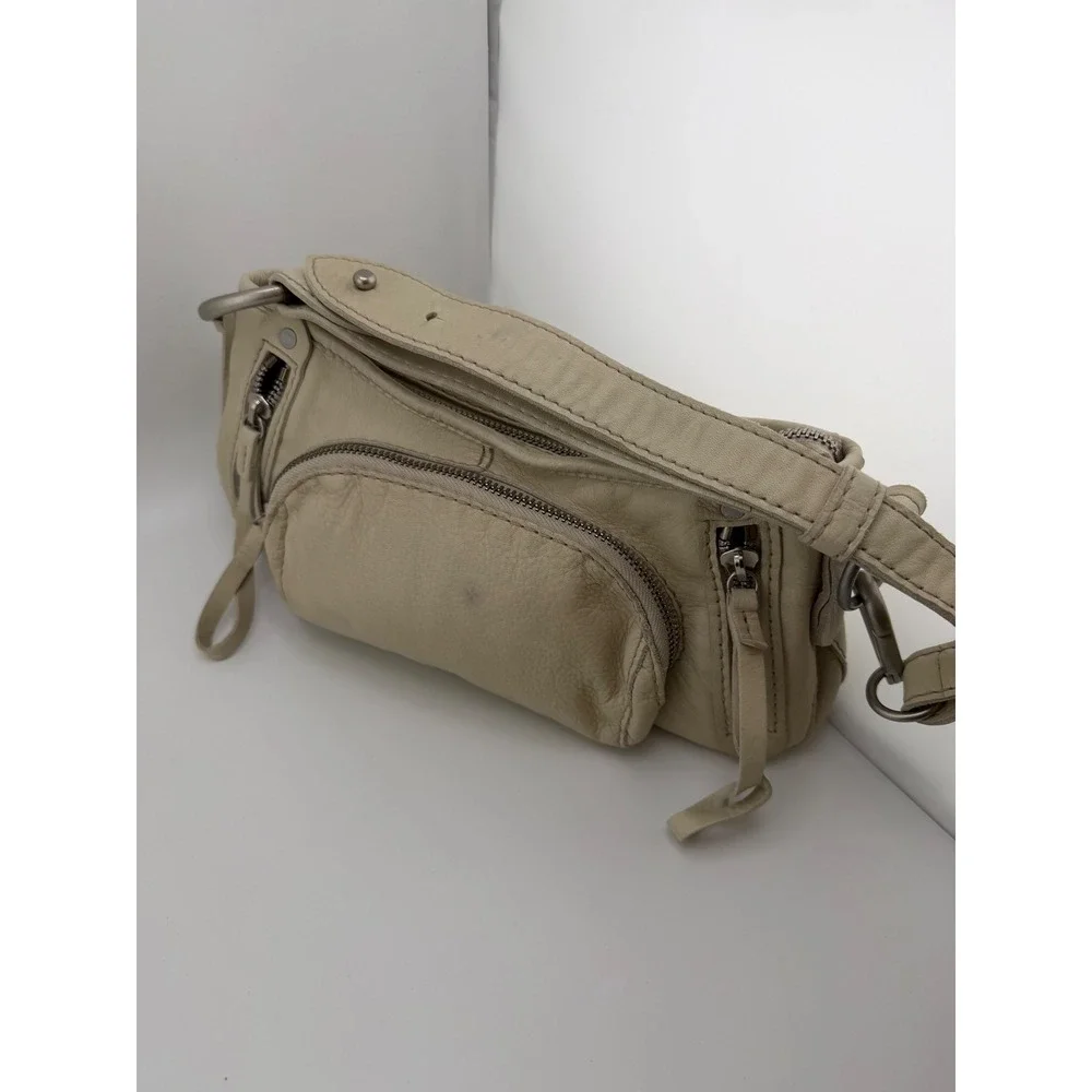 Ruehl No.925 Greenwich St Cream Leather Baguette Shoulder‎ Bag Y2K Vintage
